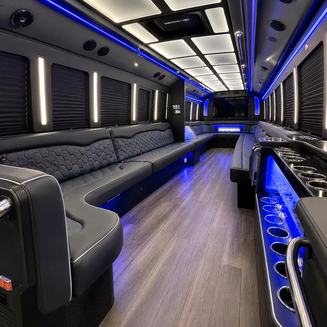 Houston Concert & Music Festival Transportation party bus interior