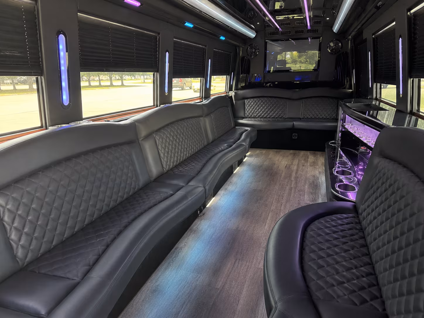 Houston Sporting Event Transportation party bus exterior