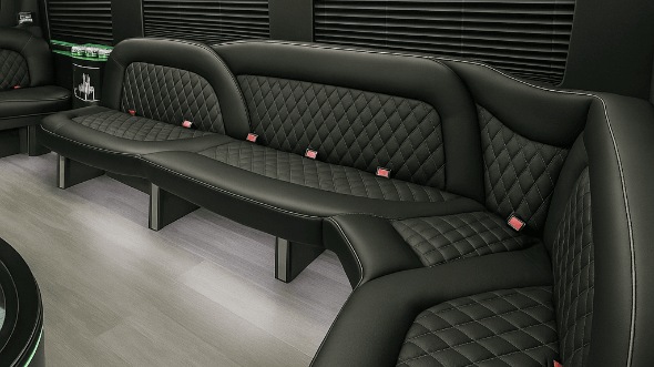 Interior of Charter Bus Company Pearland's 18 Passenger Party Bus in Pearland