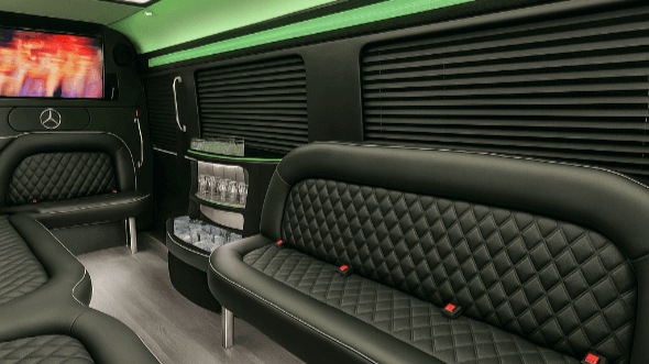 Interior of Charter Bus Company Sugar Land's 18 Passenger Party Bus in Sugar Land