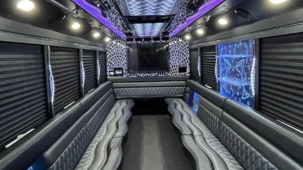 Interior of Charter Bus Company Pearland's 20 Passenger Party Bus in Pearland