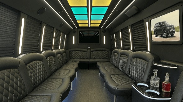 Interior of Charter Bus Company Sugar Land's 25 Passenger Party Bus in Sugar Land
