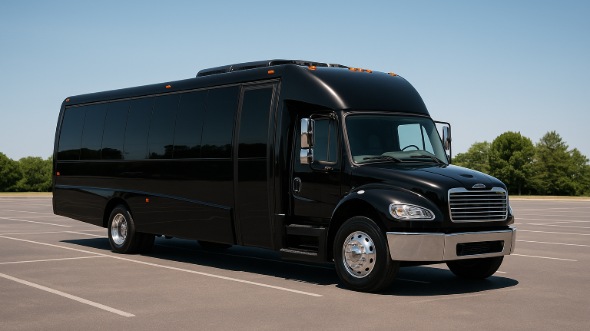 Exterior of Charter Bus Company Conroe's 28 Passenger Party Bus in Conroe