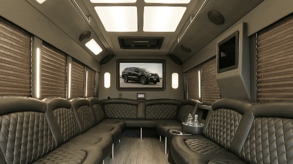 Interior of Charter Bus Company Galveston's 28 Passenger Party Bus in Galveston