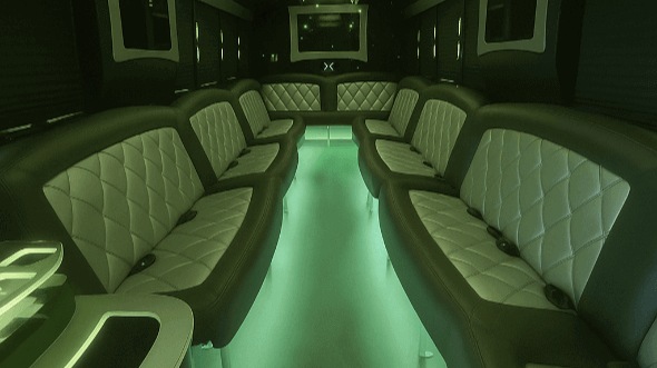 Interior of Charter Bus Company Pearland's 28 Passenger Party Bus in Pearland