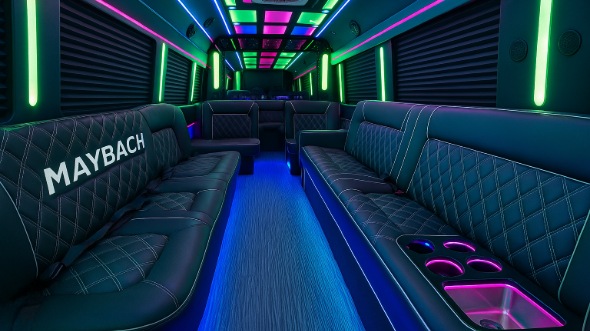 Interior of Charter Bus Company Sugar Land's 28 Passenger Party Bus in Sugar Land