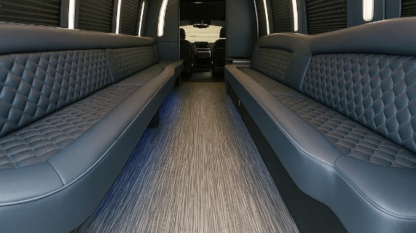 Interior of Charter Bus Company Conroe's 30 Passenger Party Bus in Conroe