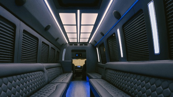 Interior of Houston Party Bus Company's 30 Passenger Party Bus in Houston