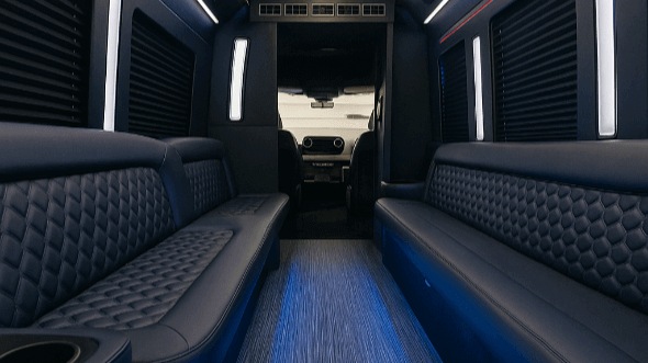Interior of Charter Bus Company League City's 30 Passenger Party Bus in League City