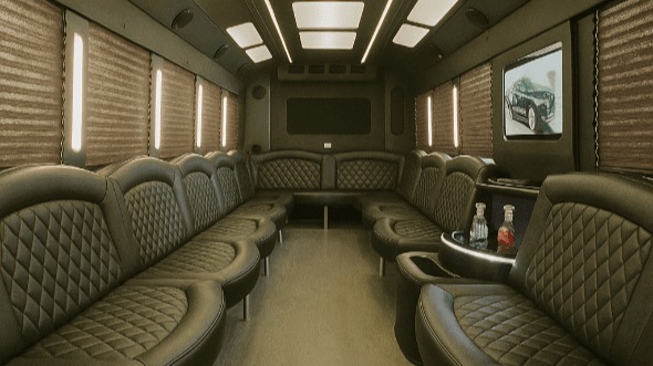 Interior of Charter Bus Company Missouri City's 30 Passenger Party Bus in Missouri City