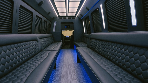 Interior of Charter Bus Company Pearland's 40 Passenger Party Bus in Pearland