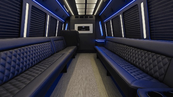 Interior of Charter Bus Company Sugar Land's 40 Passenger Party Bus in Sugar Land