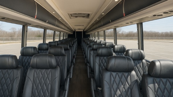 Interior of Charter Bus Company Houston's 44 Passenger Charter Bus in Houston