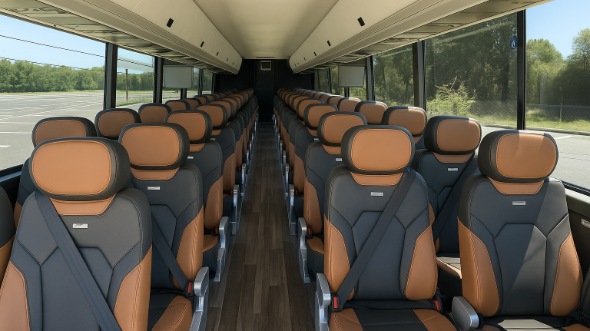 Interior of Charter Bus Company Houston's 45 Passenger Charter Bus in Houston