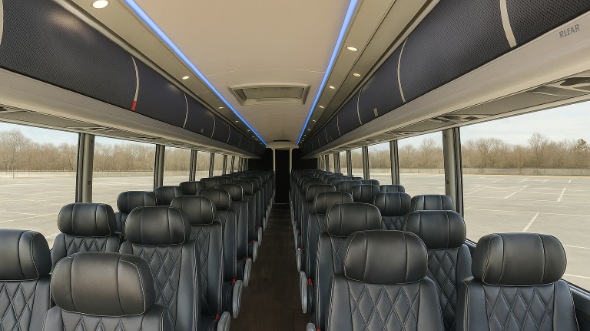 Interior of Charter Bus Company Houston's 48 Passenger Charter Bus in Houston