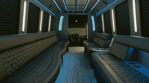 Interior of Charter Bus Company Texas City's 50 Passenger Party Bus in Texas City