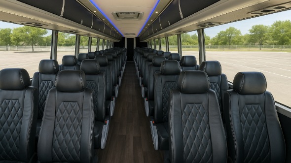 Interior of Charter Bus Company Houston's 54 Passenger Charter Bus in Houston