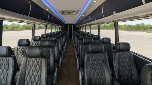 Interior of Charter Bus Company Houston's 55 Passenger Charter Bus in Houston