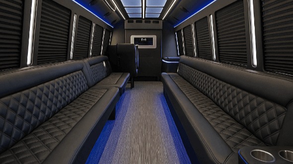 houston 28 passenger party bus inside